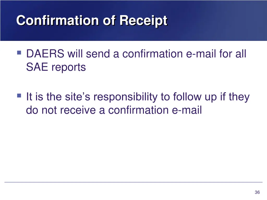 confirmation of receipt