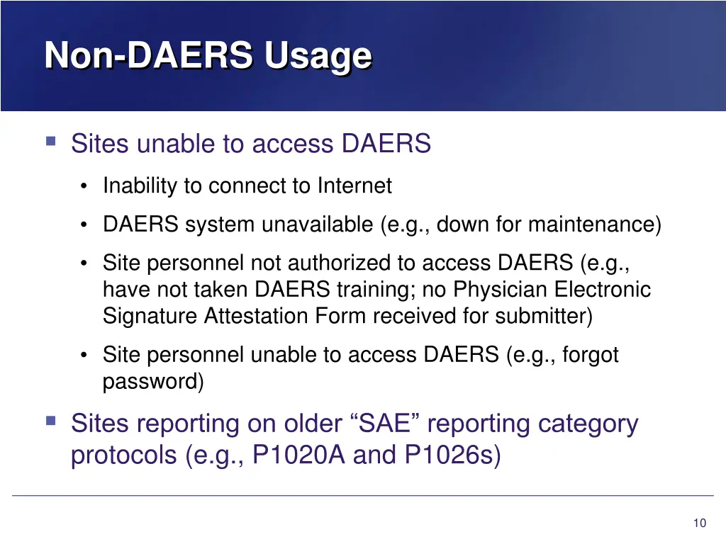 non daers usage
