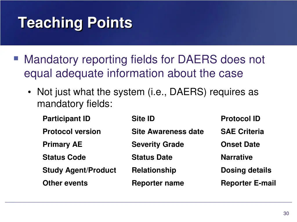 teaching points