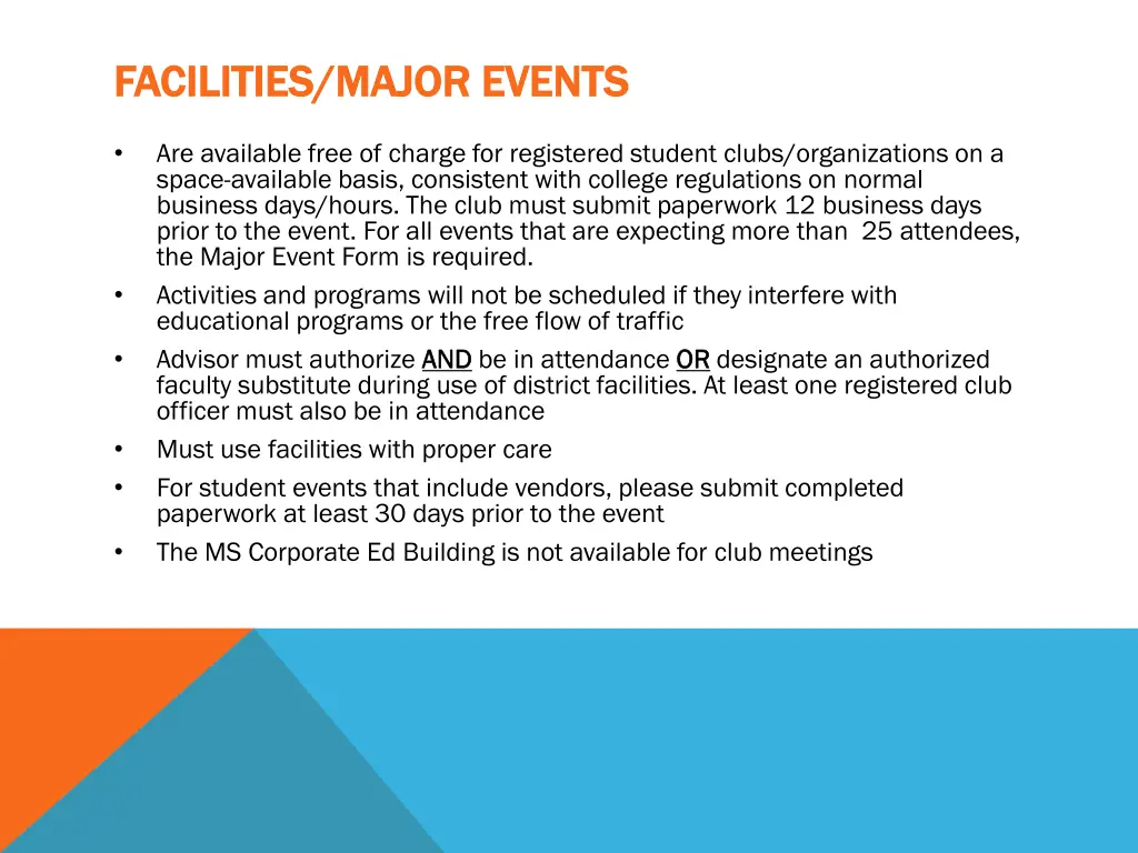 facilities major events facilities major events