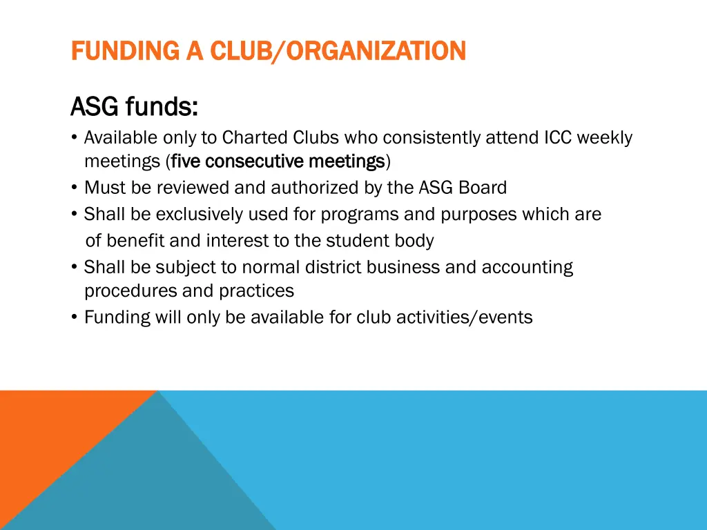 funding a club organization funding a club