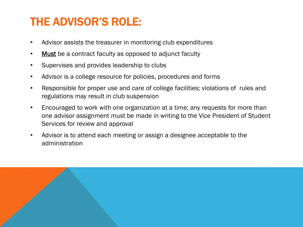 the the advisor s role advisor s role