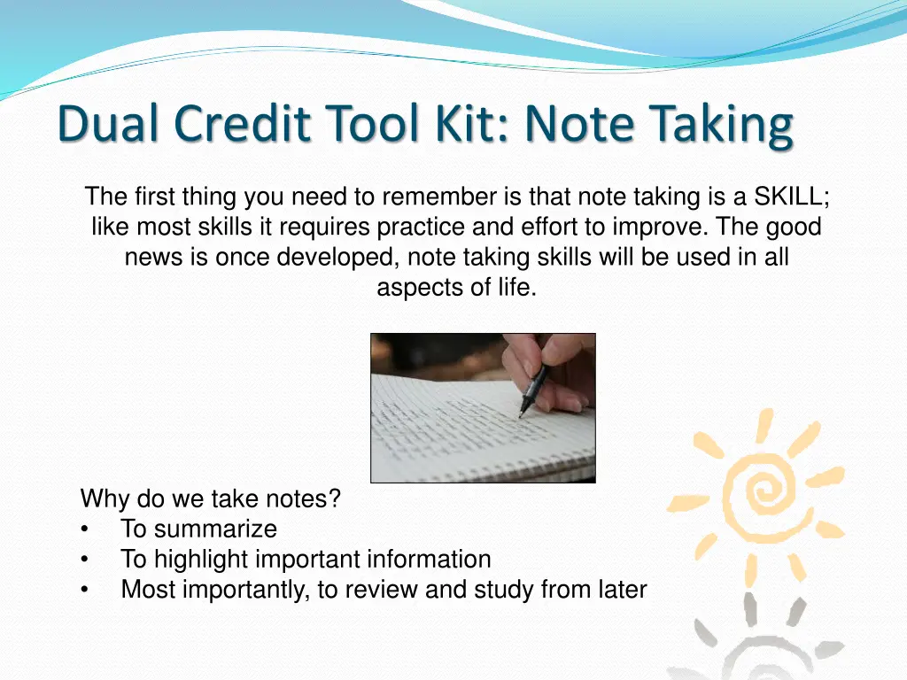 dual credit tool kit note taking 1