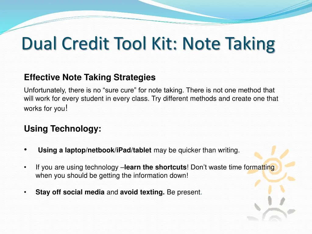 dual credit tool kit note taking 3