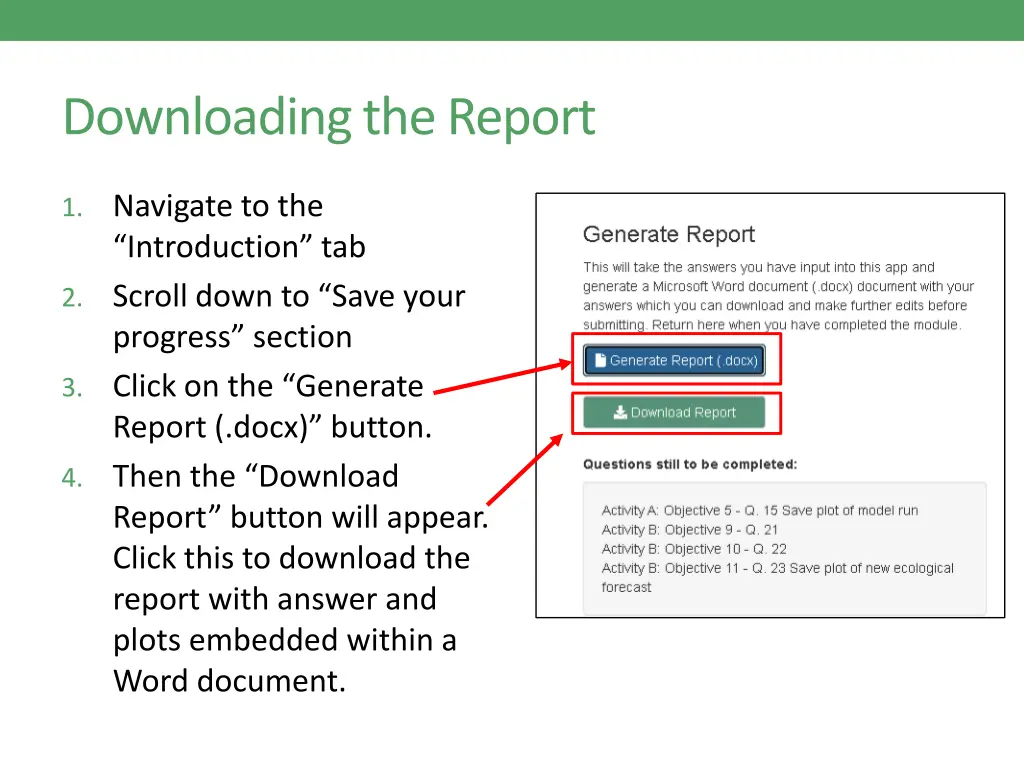 downloading the report