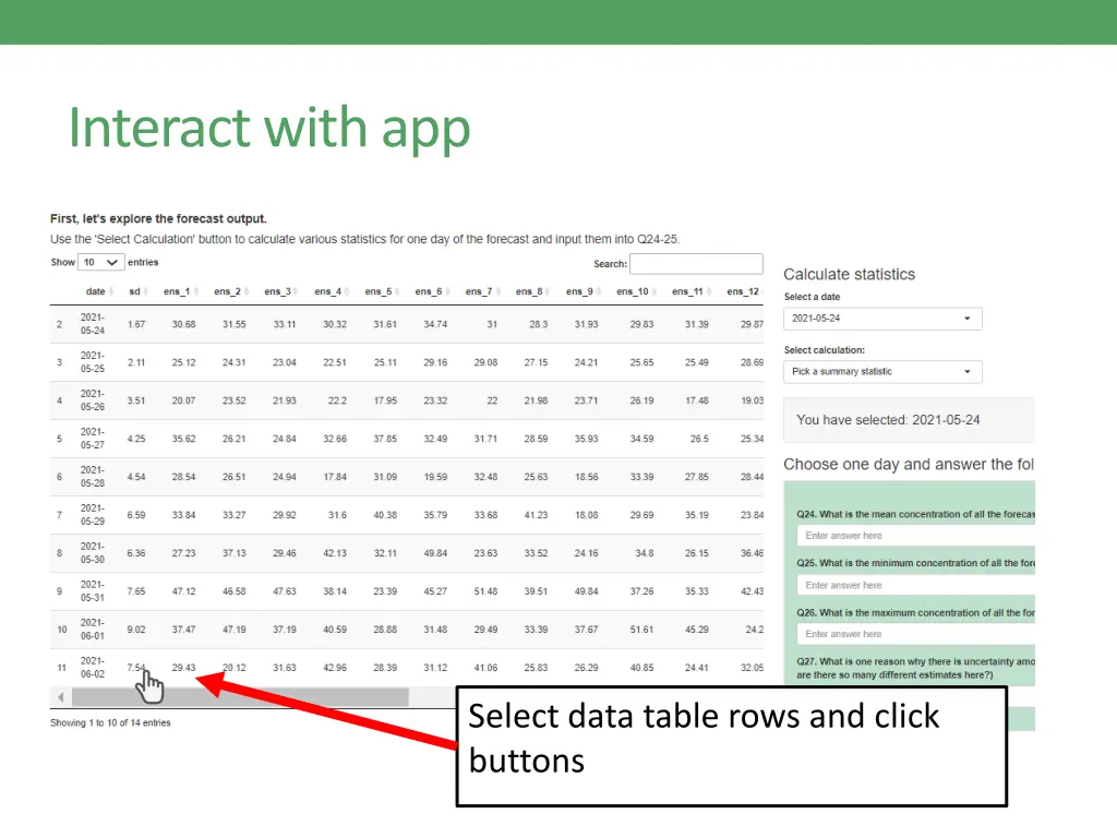 interact with app
