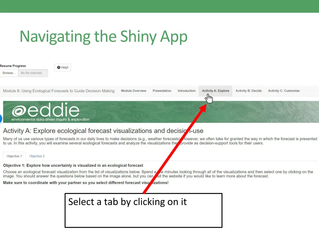navigating the shiny app