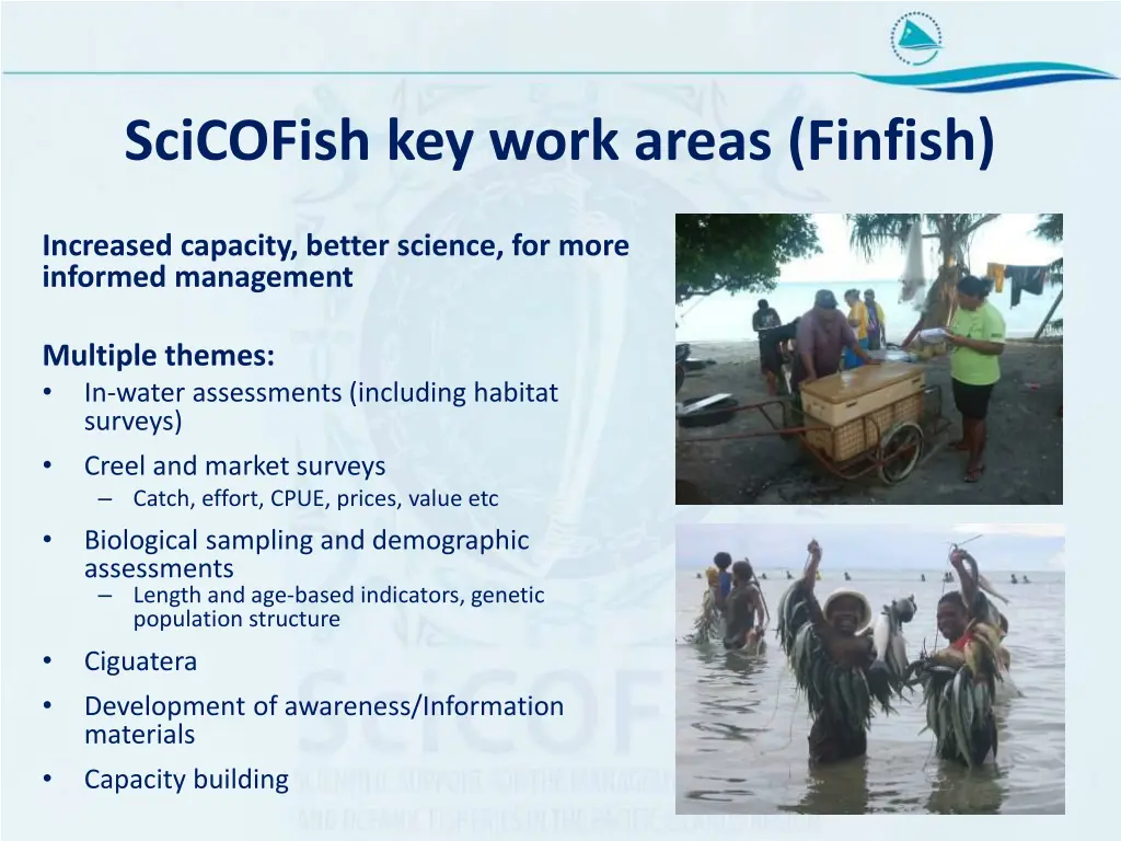 scicofish key work areas finfish