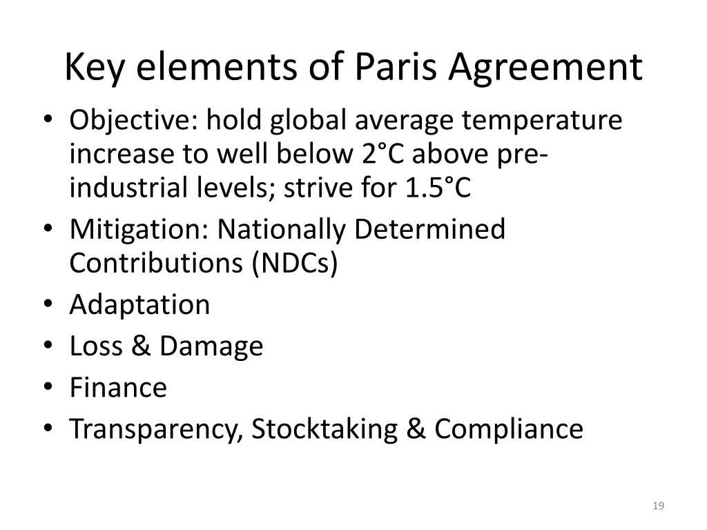 key elements of paris agreement objective hold