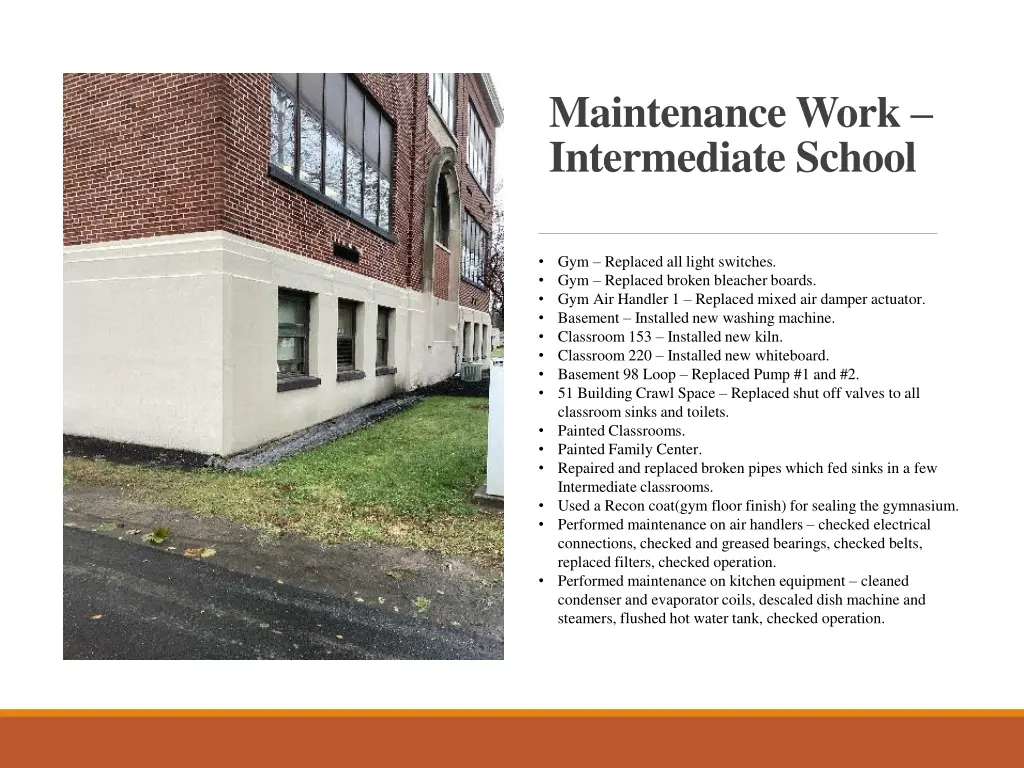 maintenance work intermediate school