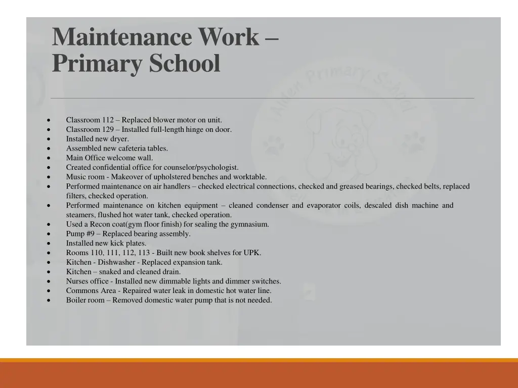 maintenance work primary school