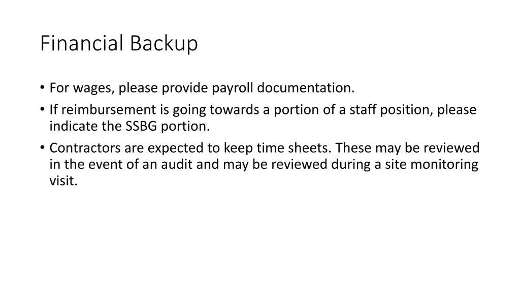 financial backup