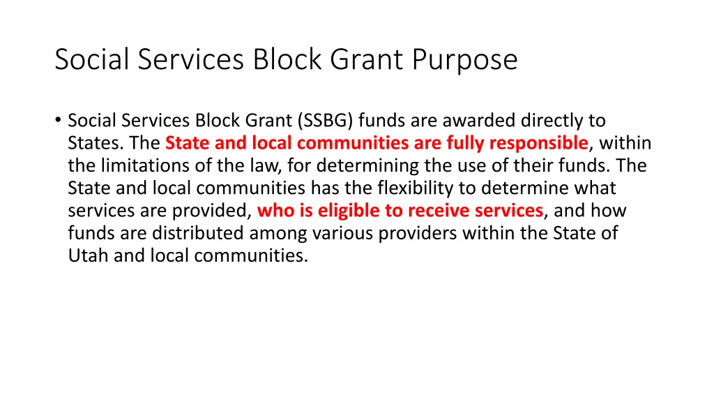 social services block grant purpose