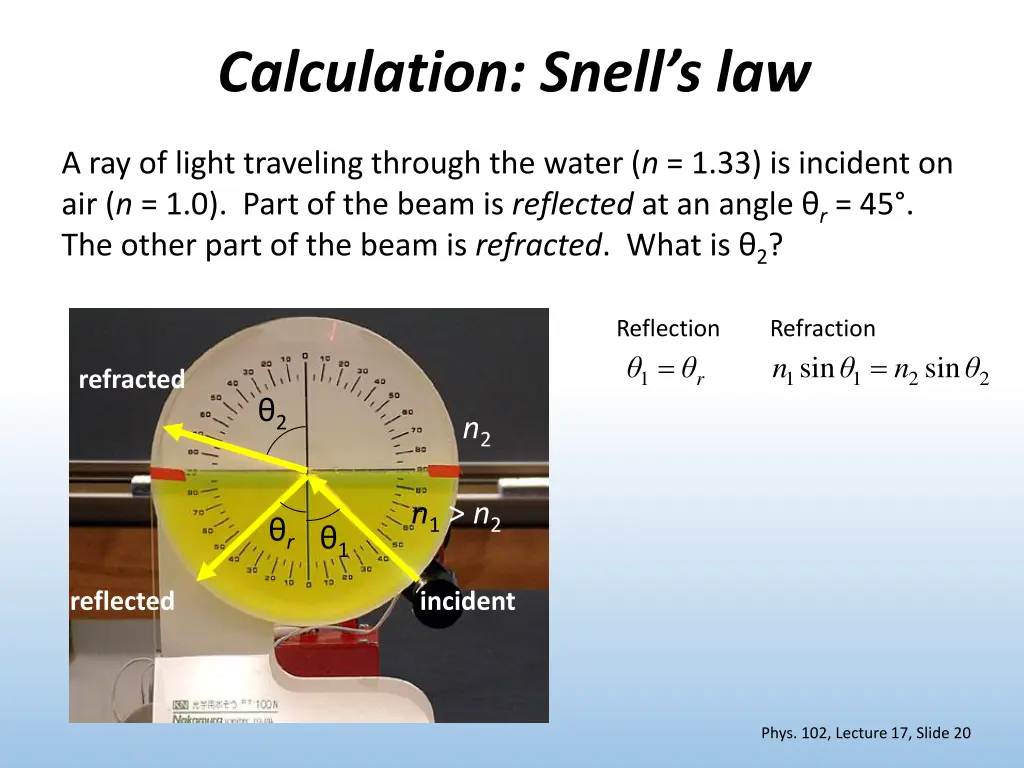 calculation snell s law