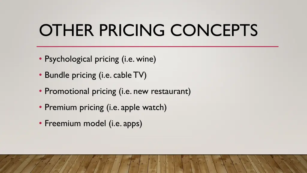 other pricing concepts