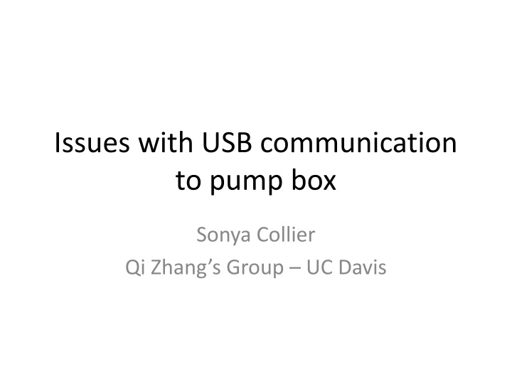 issues with usb communication to pump box