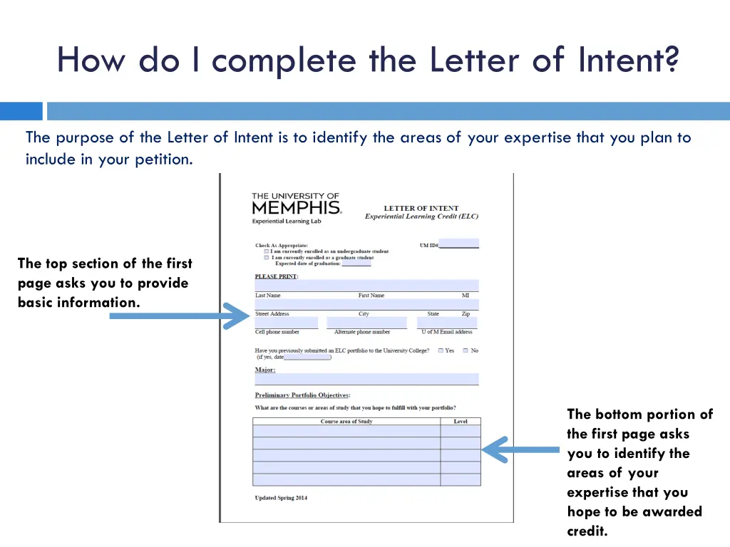 how do i complete the letter of intent 1
