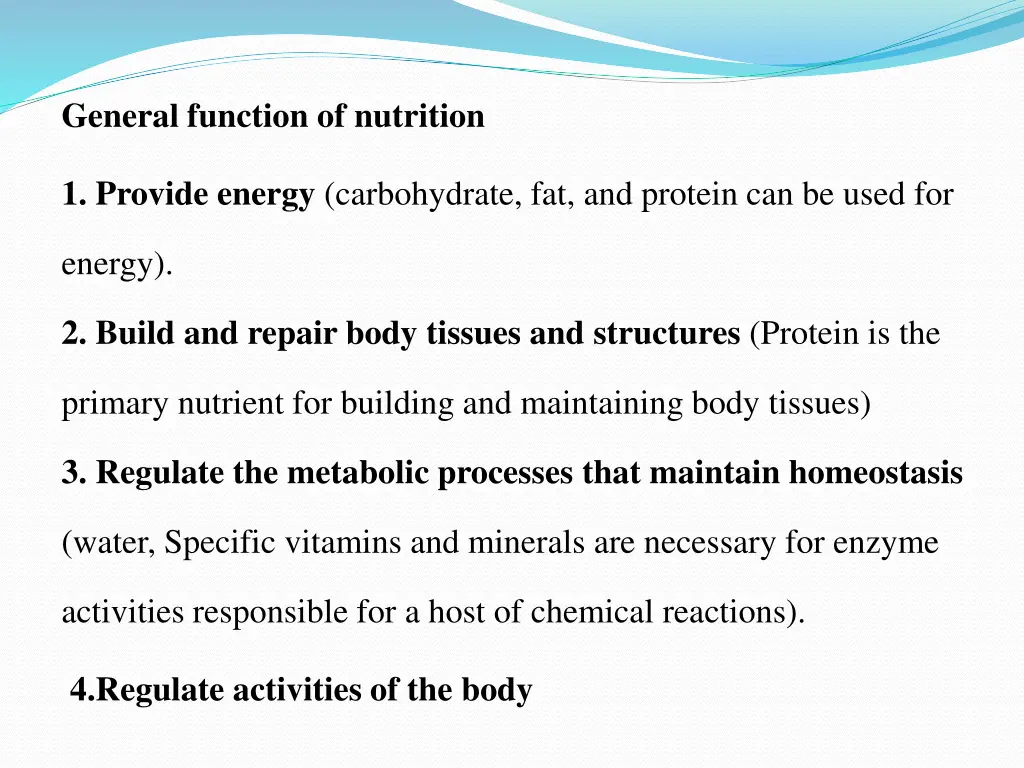 general function of nutrition