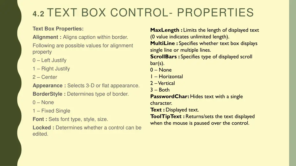 4 2 text box control properties