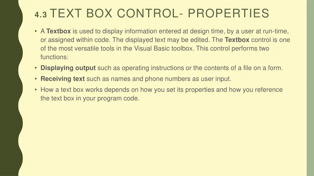 4 3 text box control properties