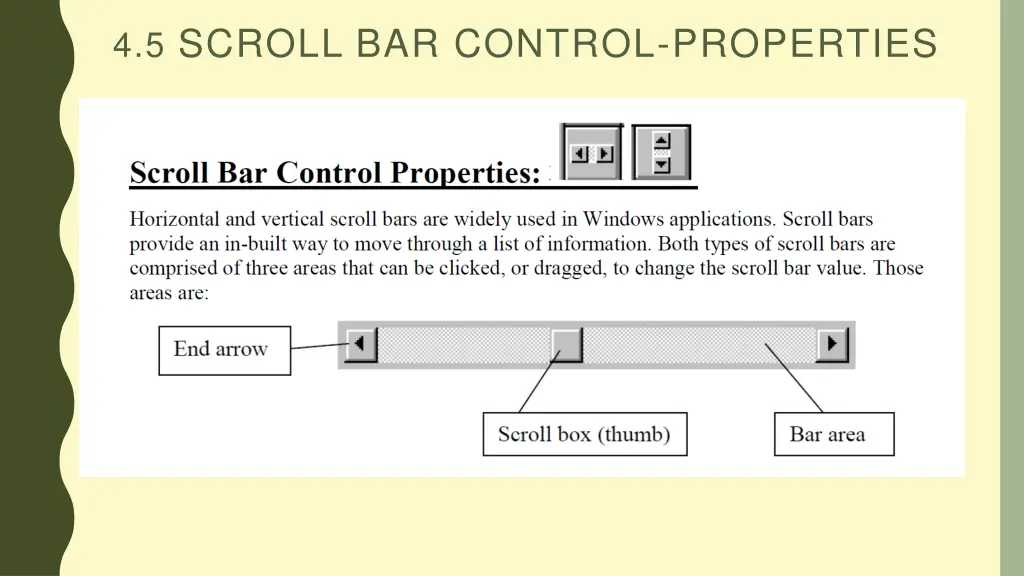 4 5 scroll bar control properties