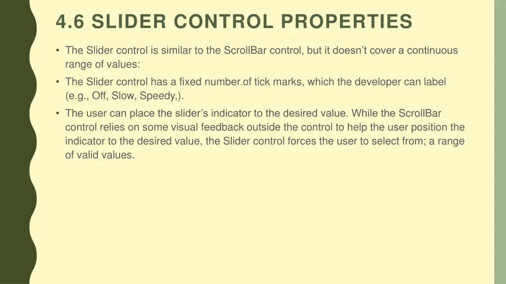 4 6 slider control properties