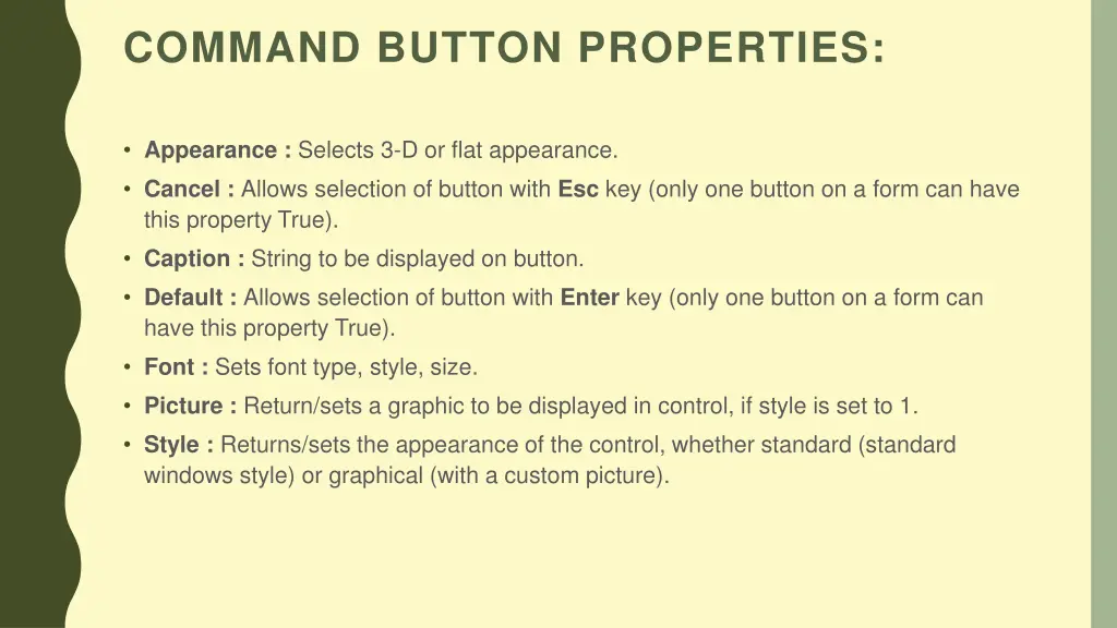 command button properties