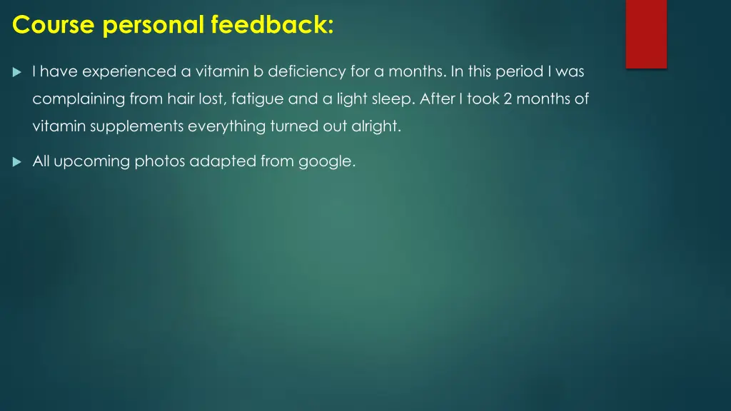 course personal feedback