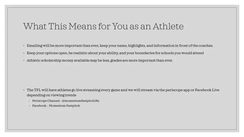 what this means for you as an athlete