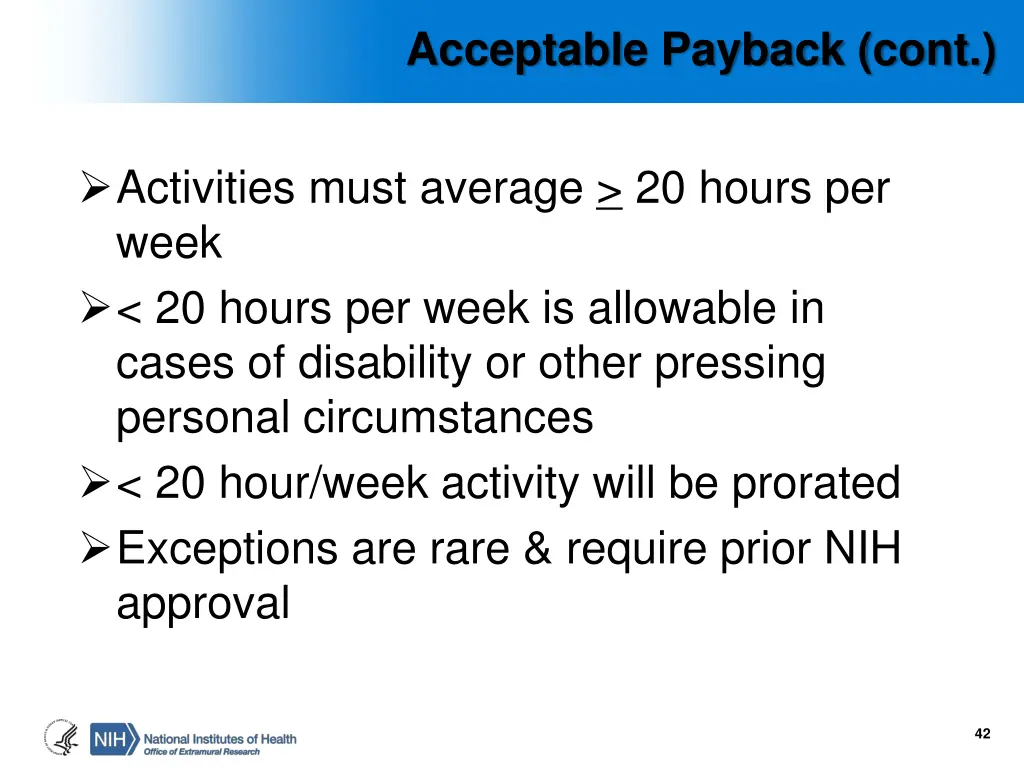 acceptable payback cont
