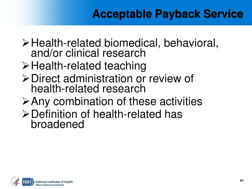 acceptable payback service