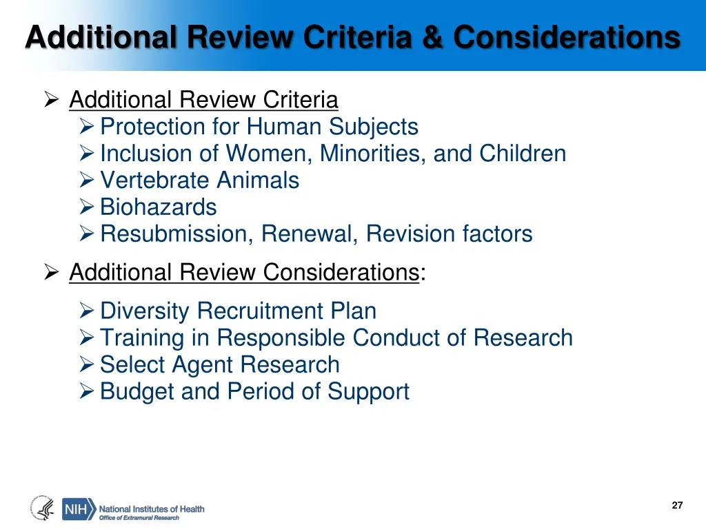 additional review criteria considerations 1