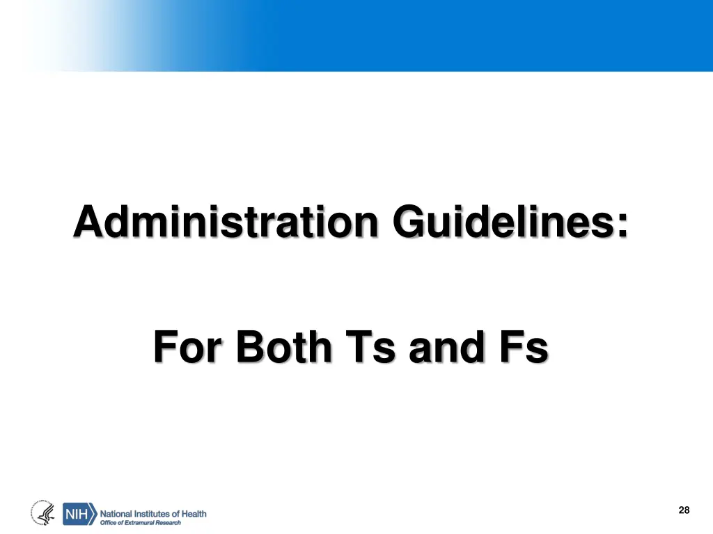 administration guidelines for both ts and fs