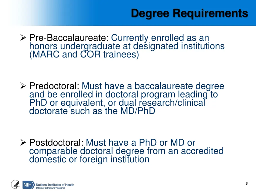 degree requirements