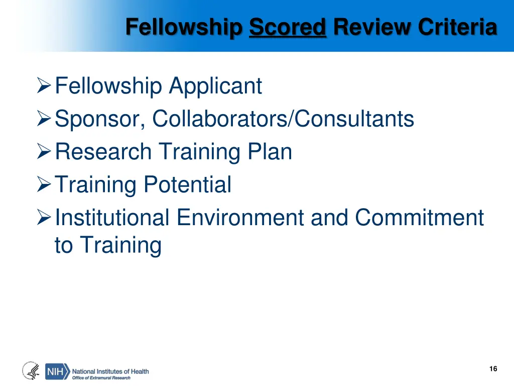 fellowship scored review criteria
