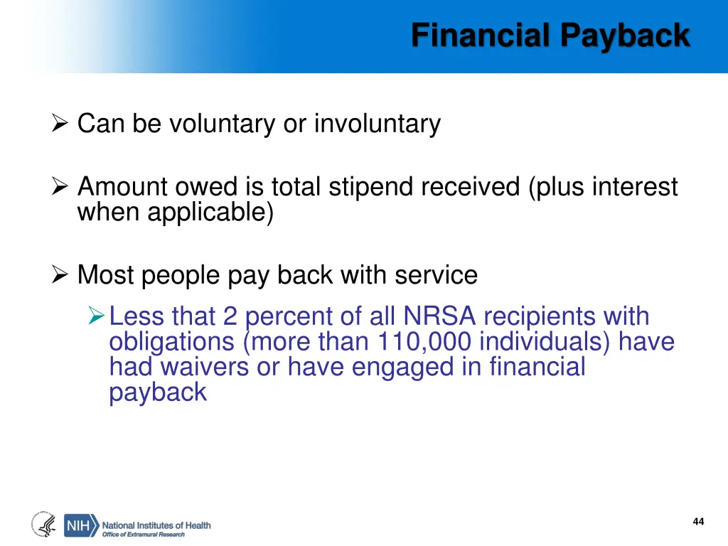 financial payback