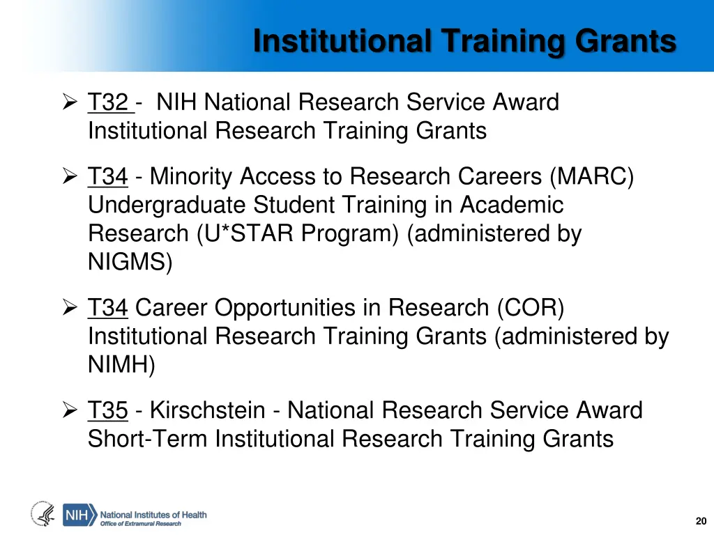 institutional training grants 2