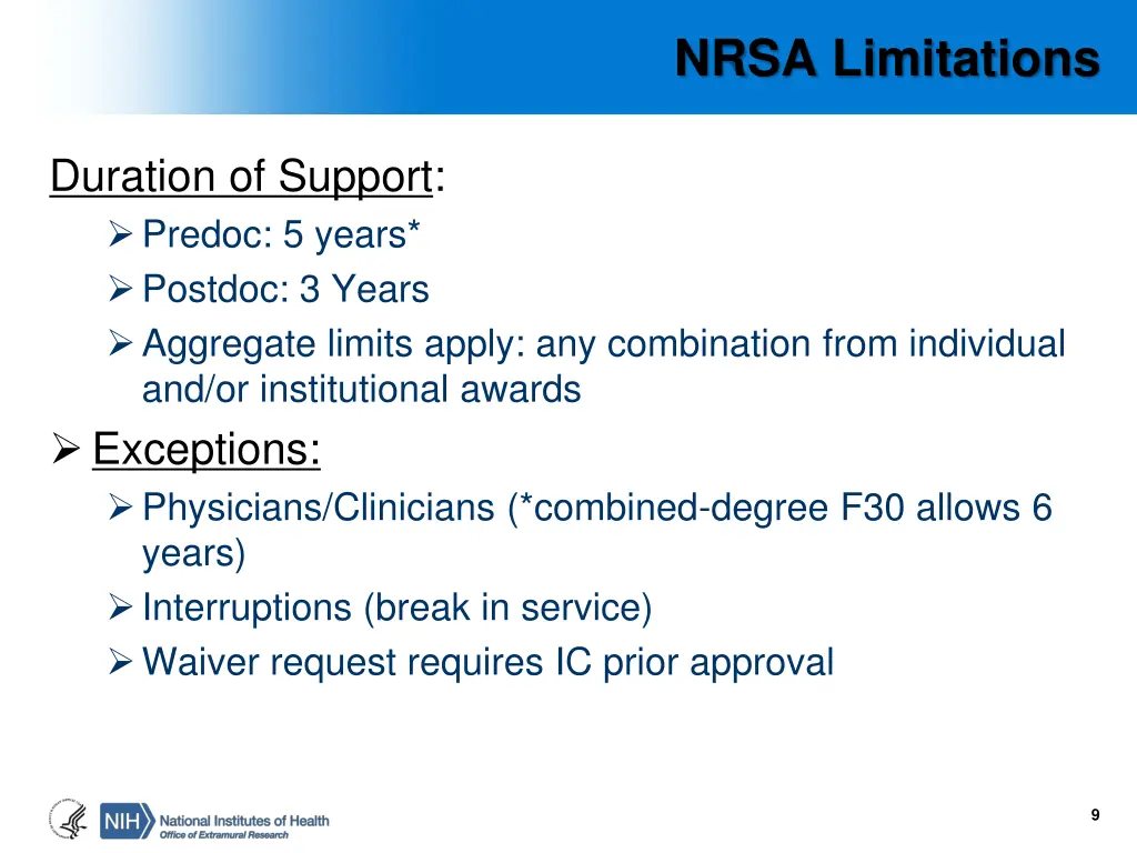 nrsa limitations