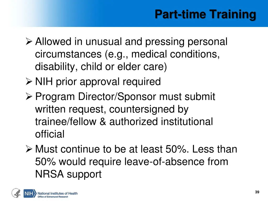 part time training
