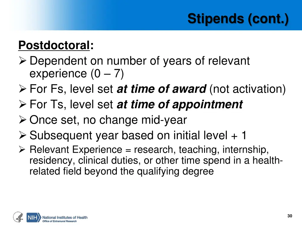 stipends cont