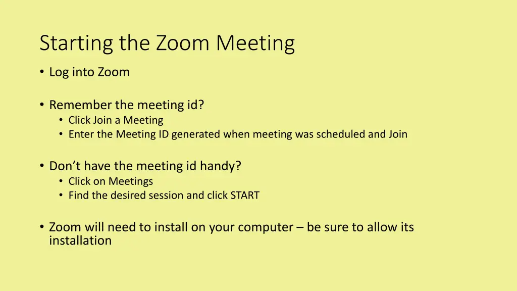 starting the zoom meeting