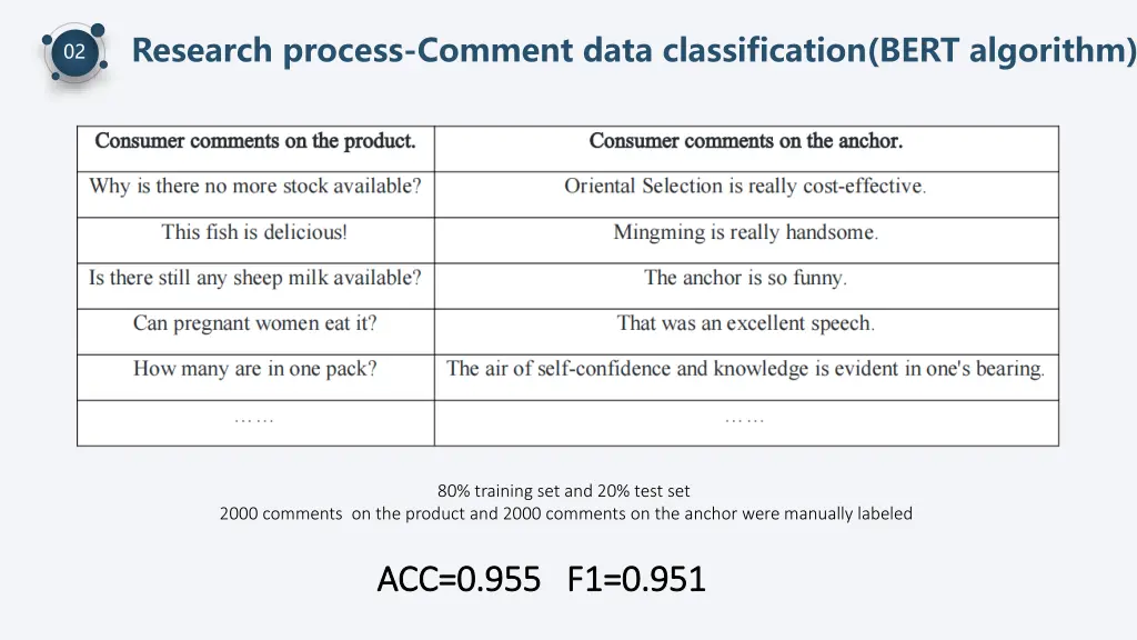 research process comment data classification bert