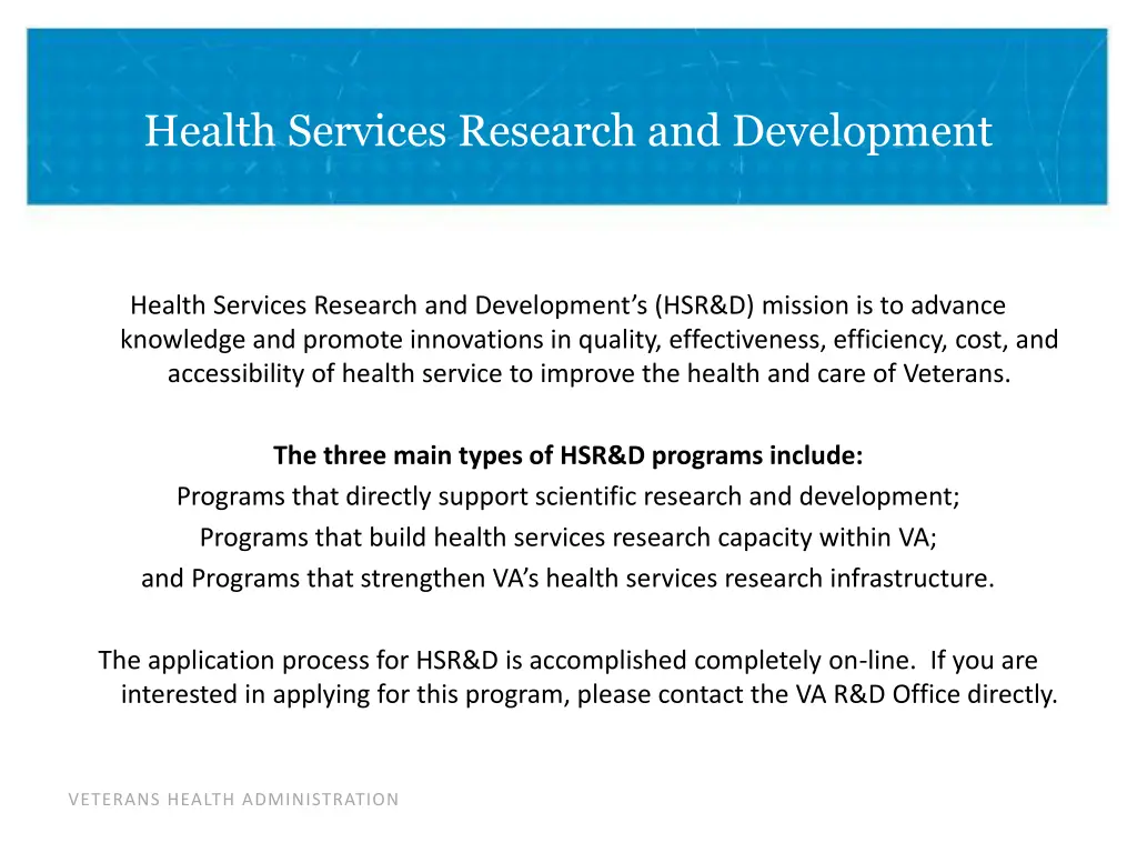health services research and development