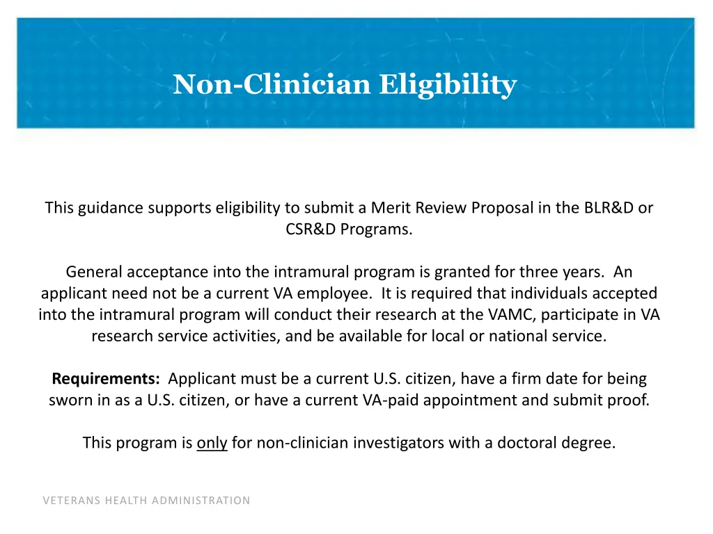 non clinician eligibility