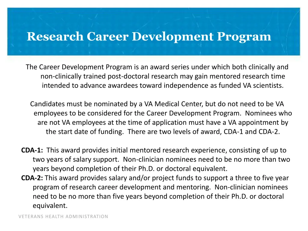 research career development program