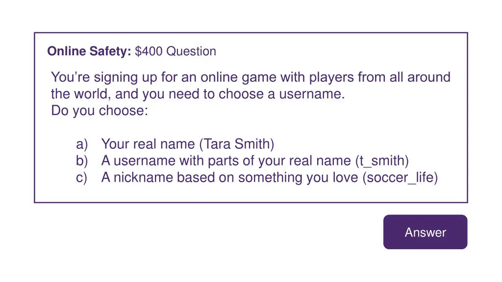 online safety 400 question