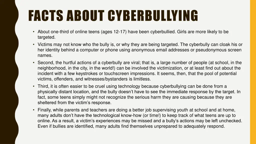 facts about cyberbullying