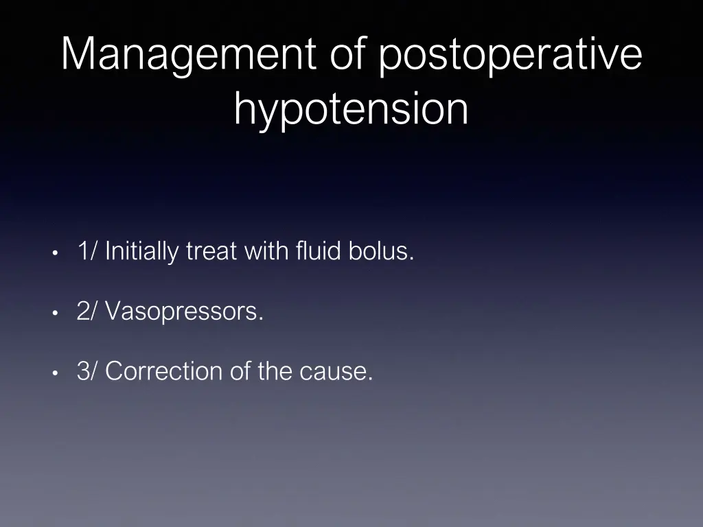 management of postoperative hypotension