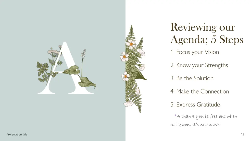 reviewing our agenda 5 steps 1 focus your vision