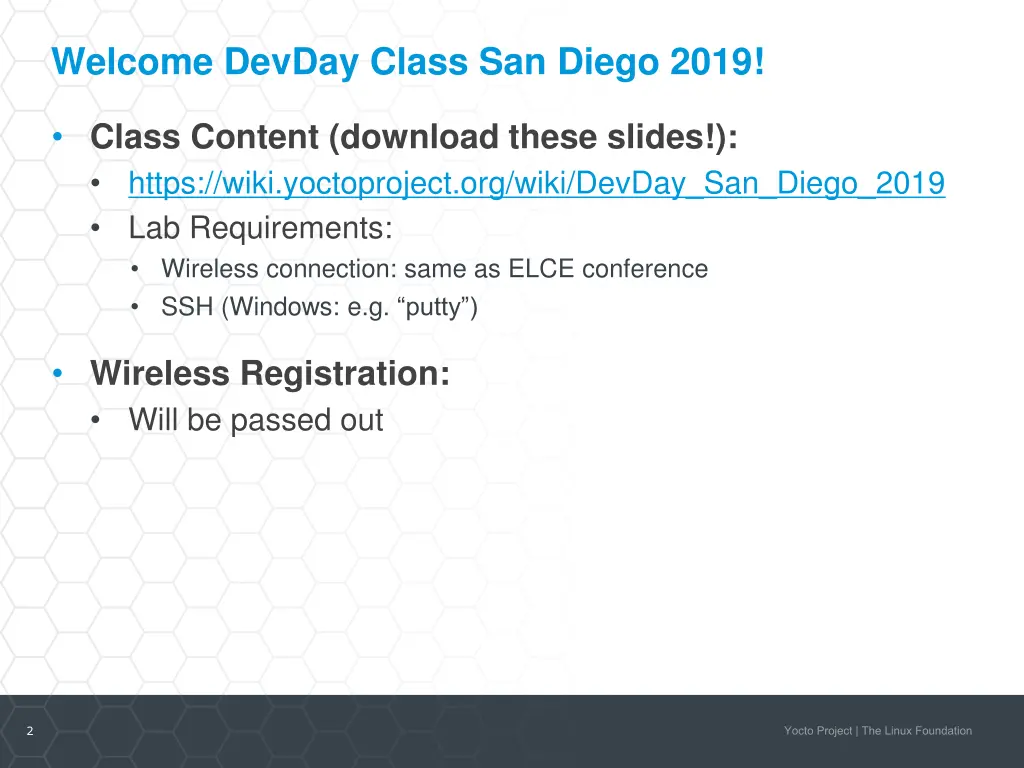 welcome devday class san diego 2019